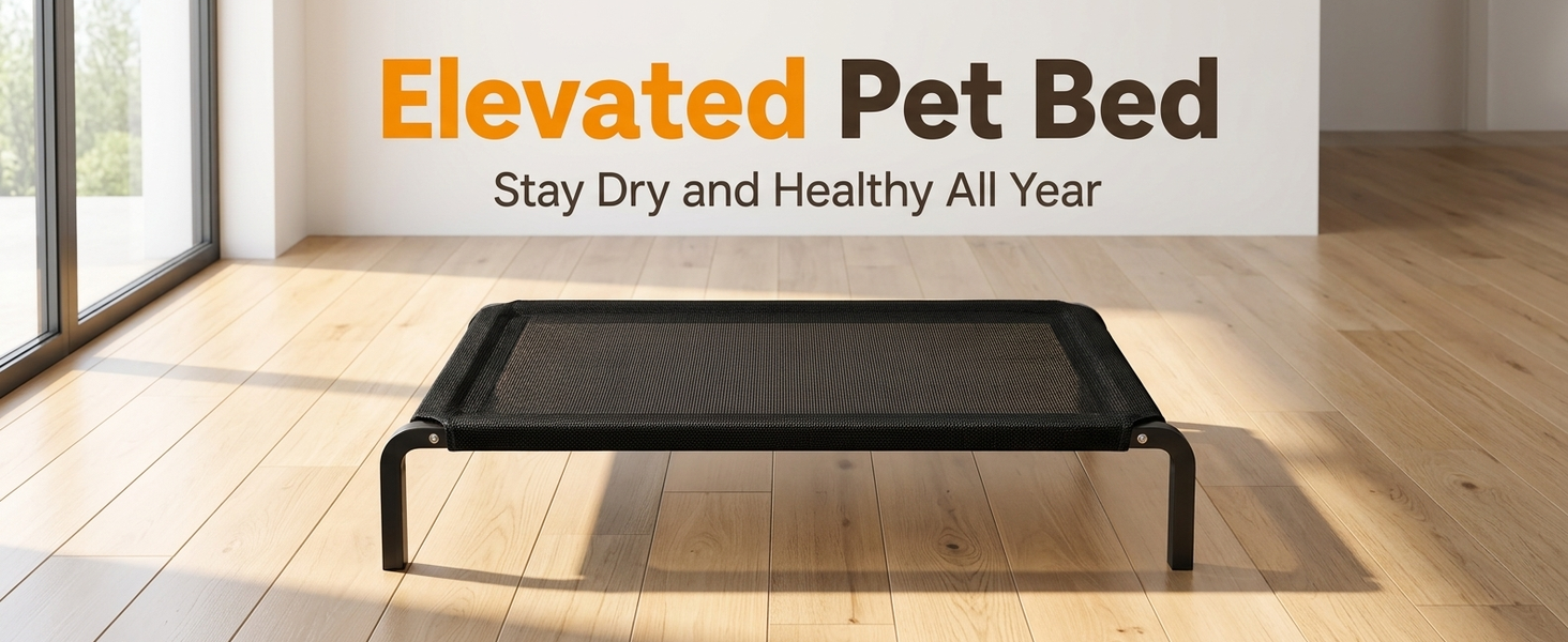 Qpets Elevated Dog Bed for Large Dogs and Cats, Breathable Mesh