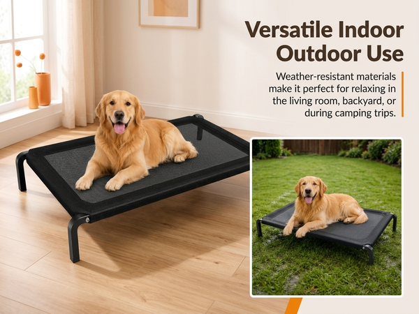 Qpets Elevated Dog Bed for Large Dogs and Cats, Breathable Mesh