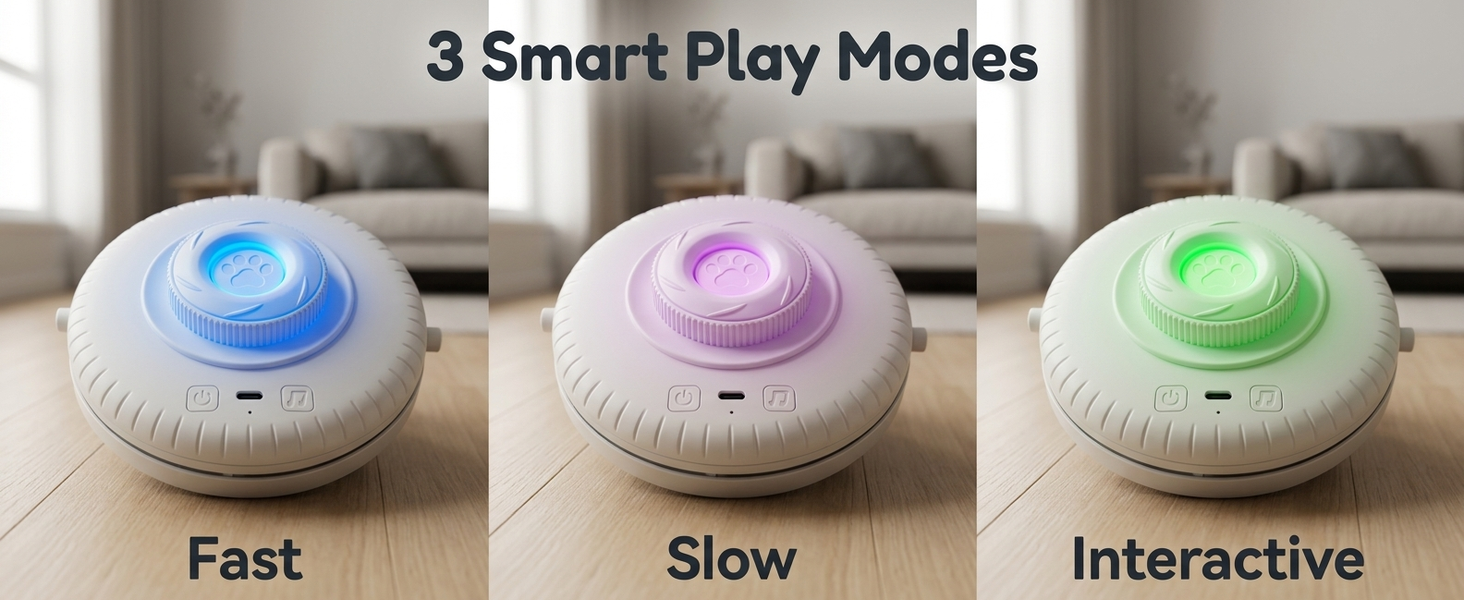 Qpets Rechargeable Interactive Cat Game with LED, Moving Feathers and Adjustable Speed Modes