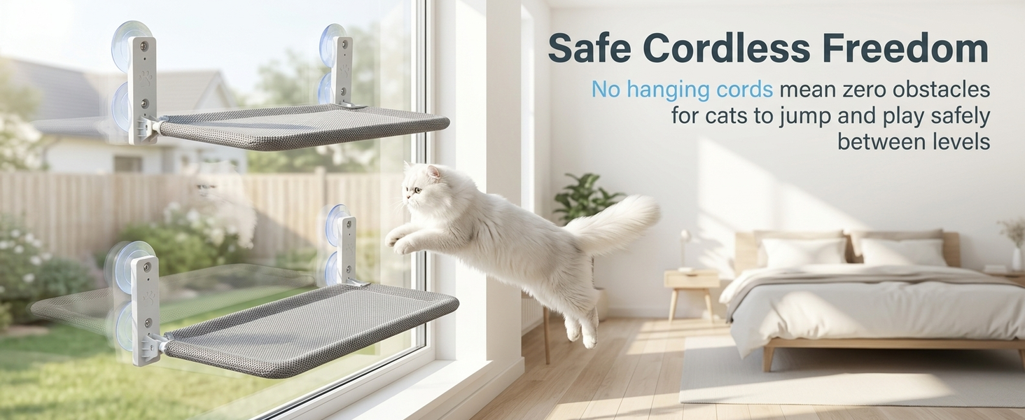 Qpets Foldable Cat Window Hammock with Cordless Design, Reversible Cover and 55 lb Support