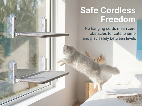 Qpets Foldable Cat Window Hammock with Cordless Design, Reversible Cover and 55 lb Support