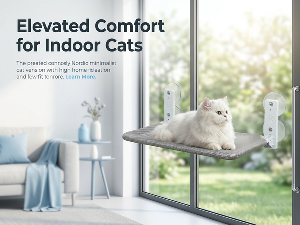 Qpets Foldable Cat Window Hammock with Cordless Design, Reversible Cover and 55 lb Support
