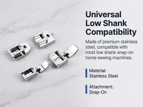 HASTHIP 4-Piece Zipper Presser Foot Kit for Low-Shank Sewing Machines with Four Foot Styles