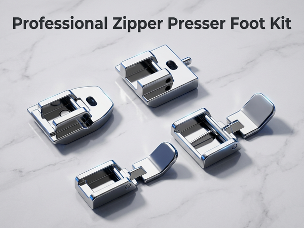 HASTHIP 4-Piece Zipper Presser Foot Kit for Low-Shank Sewing Machines with Four Foot Styles