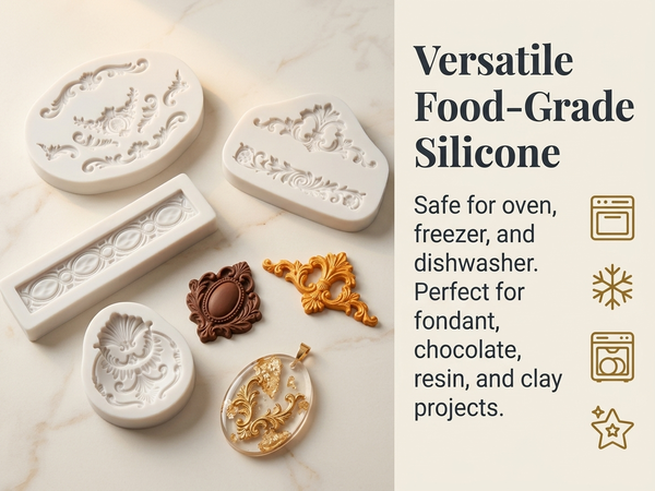 HASTHIP Baroque Silicone Molds for Cake Decorating, Fondant, Chocolate and DIY Crafts