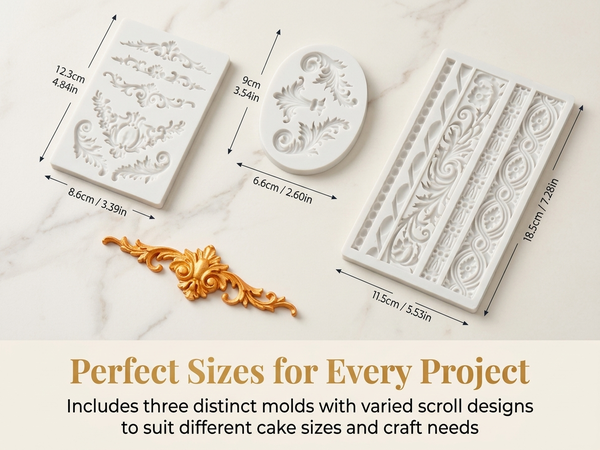 HASTHIP Baroque Silicone Molds for Cake Decorating, Fondant, Chocolate and DIY Crafts