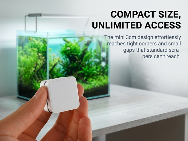 Qpets Mini Magnetic Algae Scraper for Compact Aquariums with 3cm Head and Floating Pad