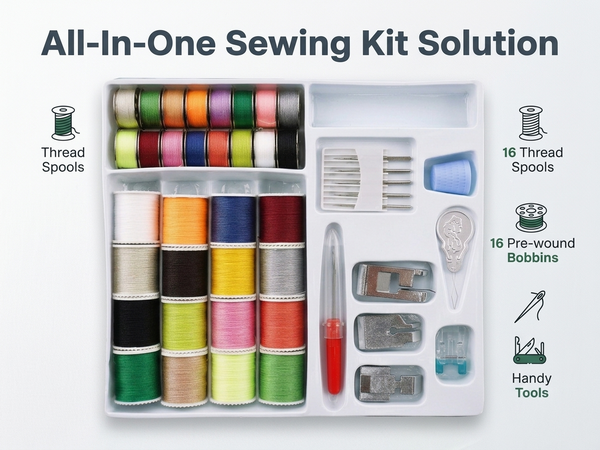HASTHIP Sewing Kit Set with Threads, Bobbins, Needles and Presser Feet for Home, Office and Travel