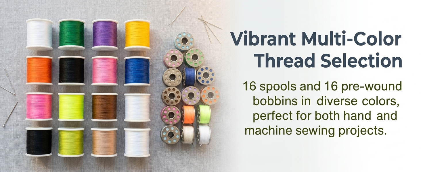 HASTHIP Sewing Kit Set with Threads, Bobbins, Needles and Presser Feet for Home, Office and Travel