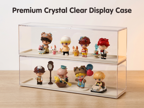 HASTHIP Clear Acrylic Stackable Display Case for Dustproof Figurine and Model Storage