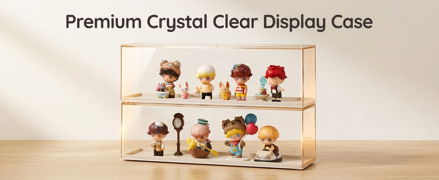 HASTHIP Clear Acrylic Stackable Display Case for Dustproof Figurine and Model Storage