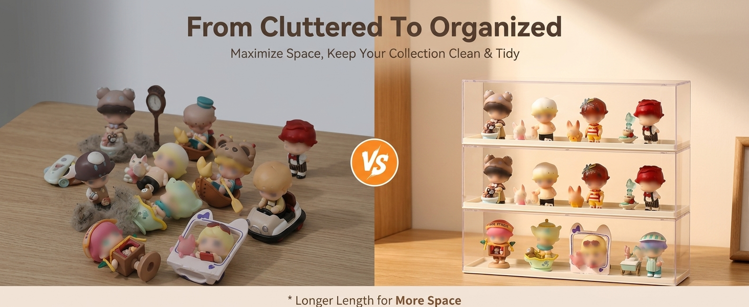 HASTHIP Clear Acrylic Stackable Display Case for Dustproof Figurine and Model Storage