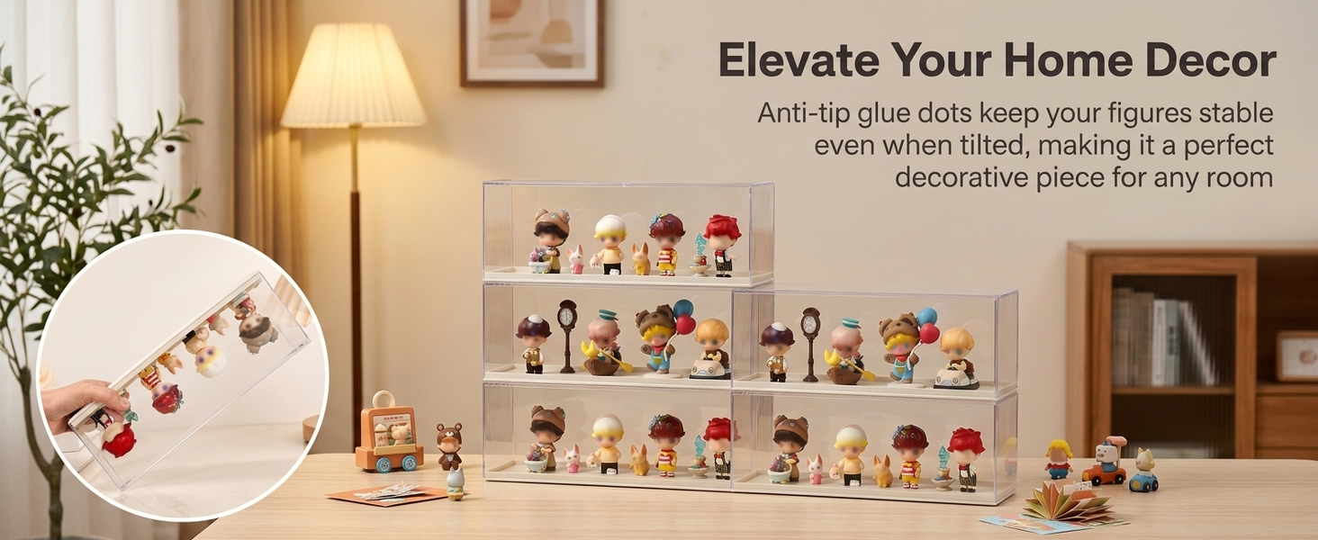 HASTHIP Clear Acrylic Stackable Display Case for Dustproof Figurine and Model Storage