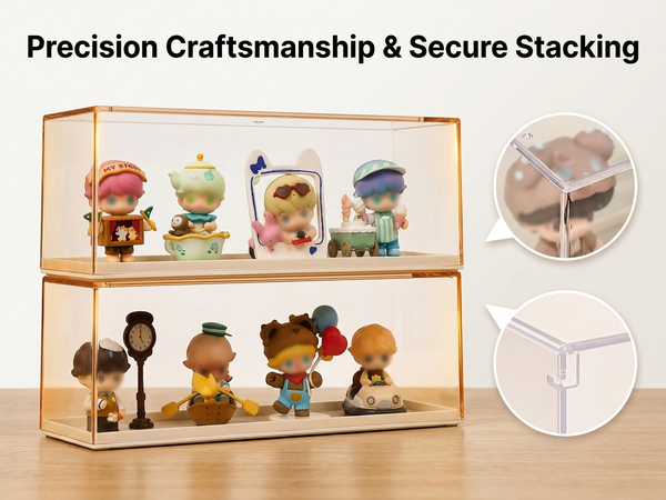HASTHIP Clear Acrylic Stackable Display Case for Dustproof Figurine and Model Storage
