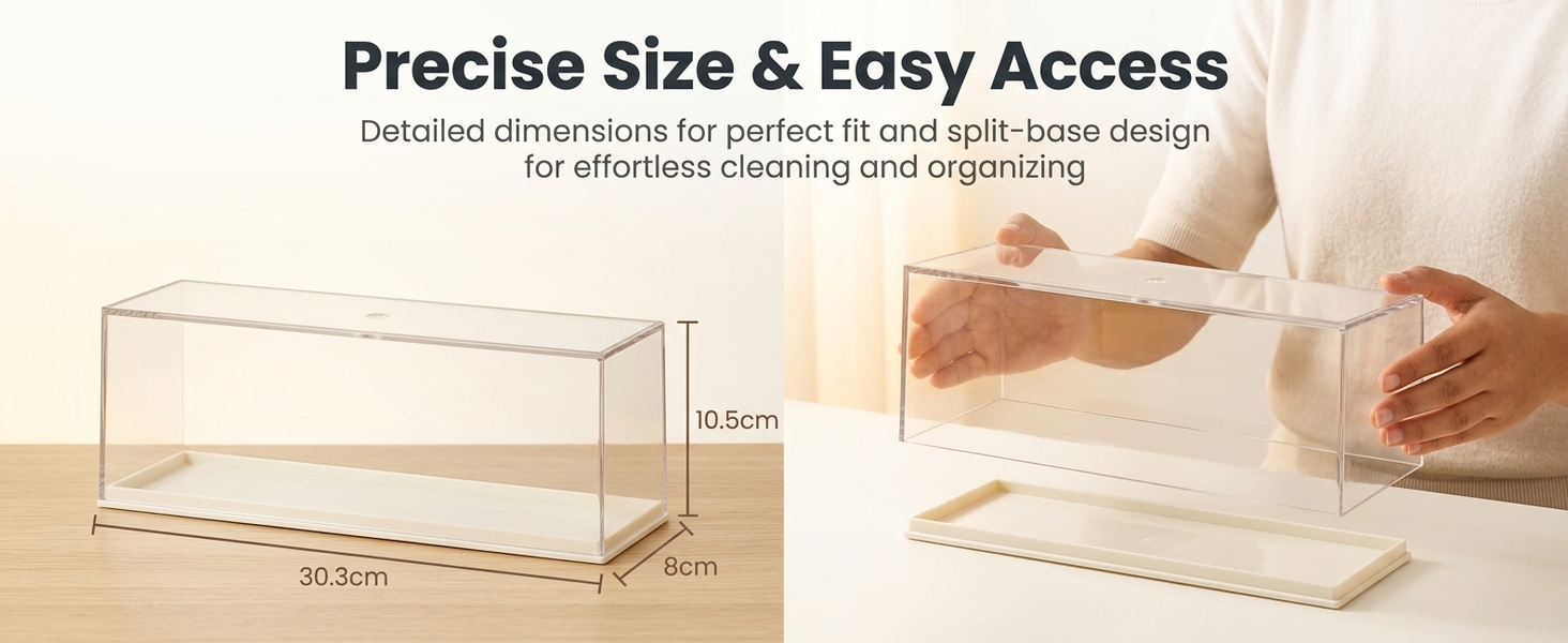 HASTHIP Clear Acrylic Stackable Display Case for Dustproof Figurine and Model Storage