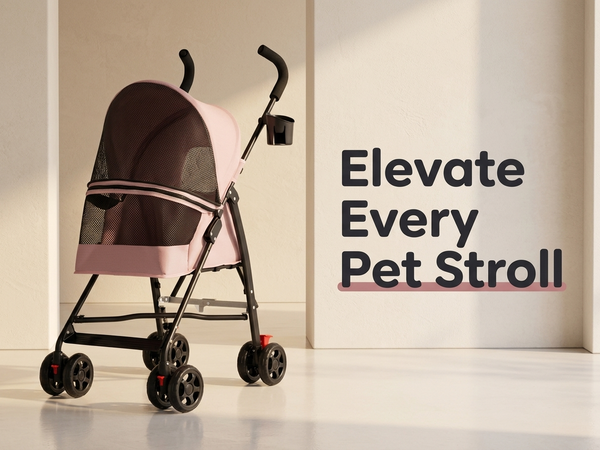 Qpets Foldable Pet Stroller for Small Dogs and Cats, Up to 7kg, Mesh Window and One-Step Fold