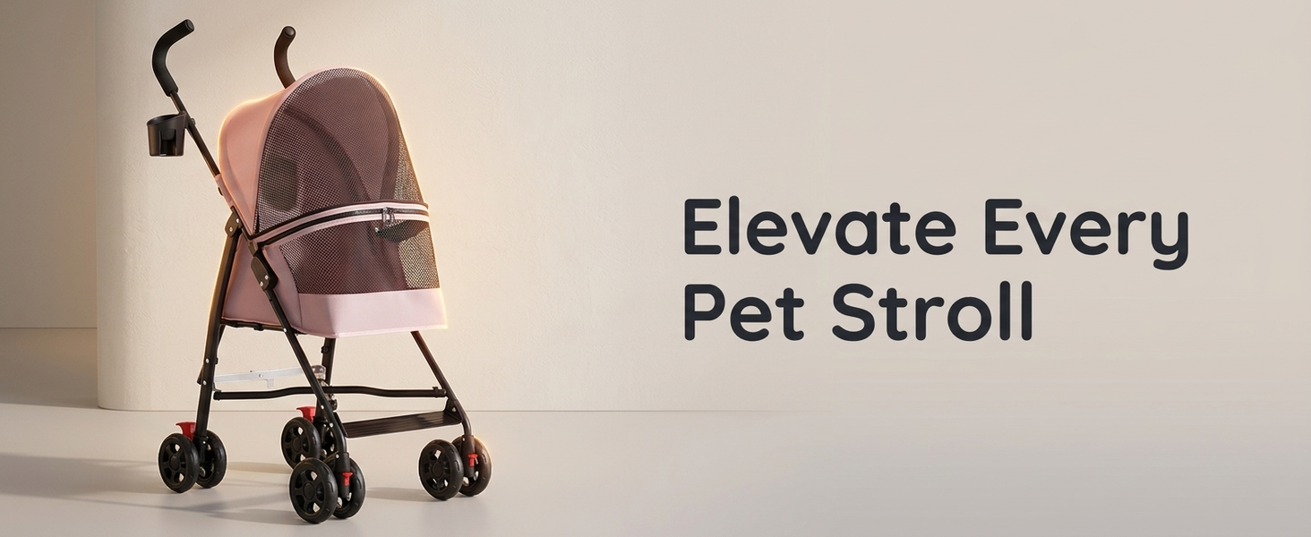 Qpets Foldable Pet Stroller for Small Dogs and Cats, Up to 7kg, Mesh Window and One-Step Fold