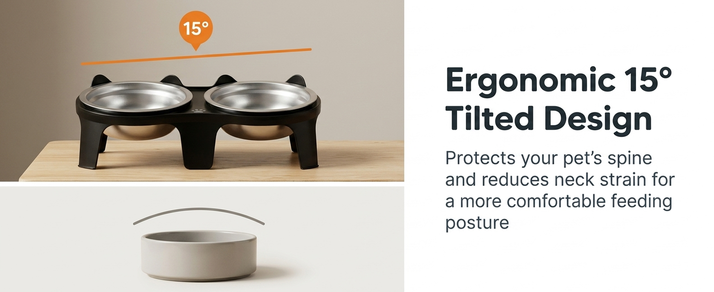 Qpets 2-Pack Stainless Steel and PP Pet Bowls with Weighted Anti-Tip Bases for Cats and Dogs