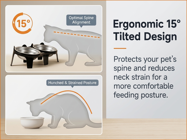 Qpets 2-Pack Stainless Steel and PP Pet Bowls with Weighted Anti-Tip Bases for Cats and Dogs