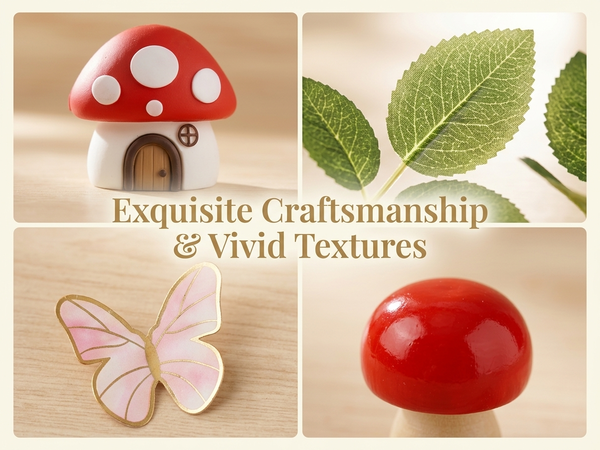 HASTHIP 15-Piece Mushroom House Cake Decor Set with Whimsical Toppers for Parties and Showers