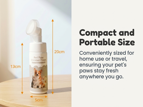 Qpets Dog Paw Cleaner Foam with Silicone Brush | No Rinse Pet Paw Cleanser for Dogs & Cats