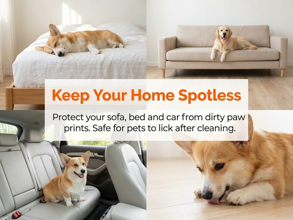 Qpets Dog Paw Cleaner Foam with Silicone Brush | No Rinse Pet Paw Cleanser for Dogs & Cats