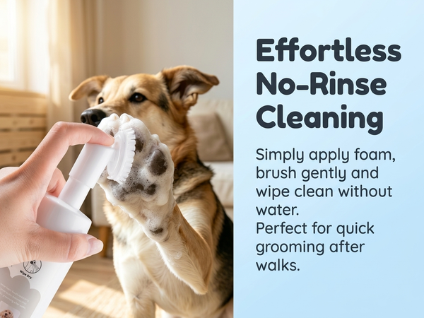 Qpets Dog Paw Cleaner Foam with Silicone Brush | No Rinse Pet Paw Cleanser for Dogs & Cats