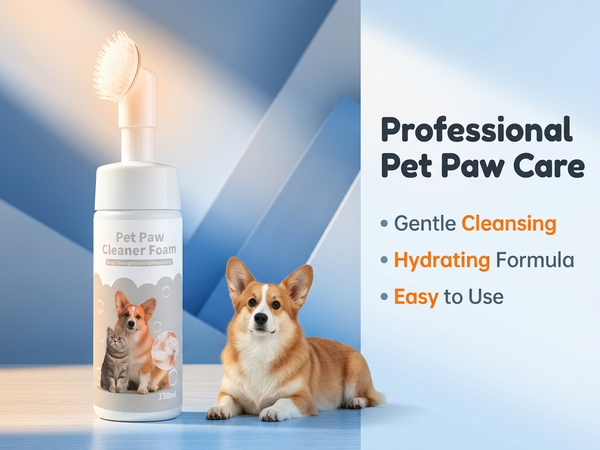 Qpets Dog Paw Cleaner Foam with Silicone Brush | No Rinse Pet Paw Cleanser for Dogs & Cats