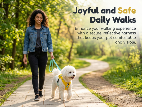 Qpets Dog Harness Backpack and Leash Set with Reflective Oxford Fabric and Built-In Storage