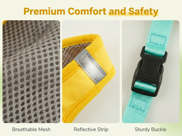 Qpets Dog Harness Backpack and Leash Set with Reflective Oxford Fabric and Built-In Storage