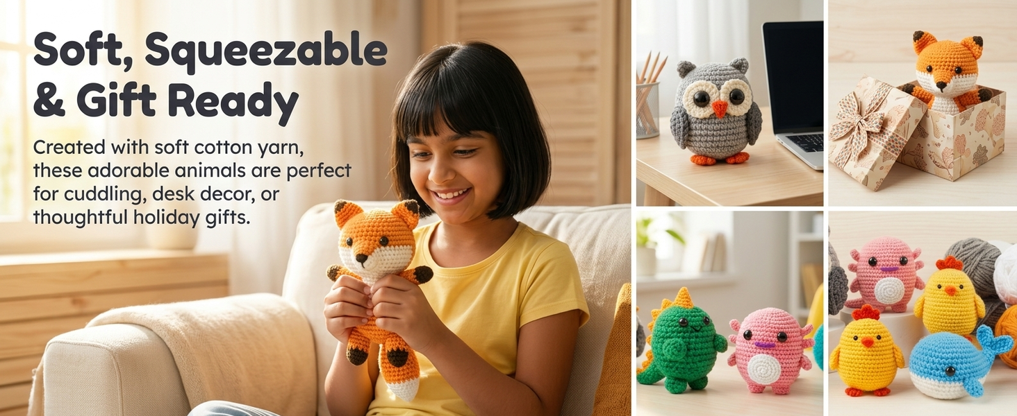 HASTHIP Beginner Crochet Kit with Video Tutorials and Extra Soft Yarn for Animal Projects