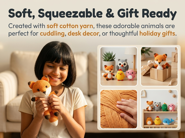HASTHIP Beginner Crochet Kit with Video Tutorials and Extra Soft Yarn for Animal Projects