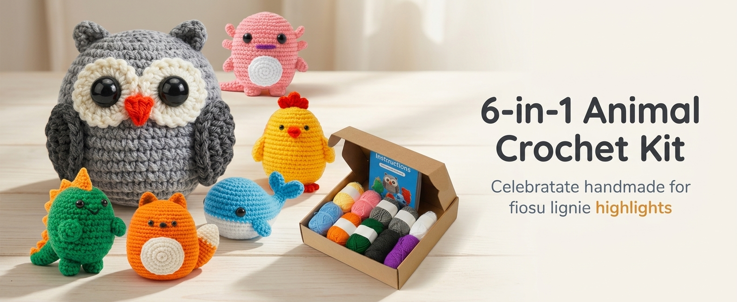 HASTHIP Beginner Crochet Kit with Video Tutorials and Extra Soft Yarn for Animal Projects