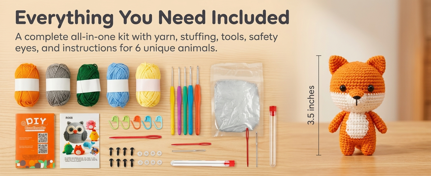 HASTHIP Beginner Crochet Kit with Video Tutorials and Extra Soft Yarn for Animal Projects