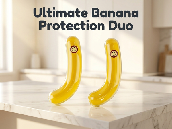 HASTHIP 2 Pack Banana Pod Storage Containers with Rigid BPA-Free Plastic Shells and Flip-Top Lids