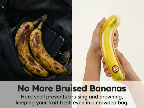 HASTHIP 2 Pack Banana Pod Storage Containers with Rigid BPA-Free Plastic Shells and Flip-Top Lids