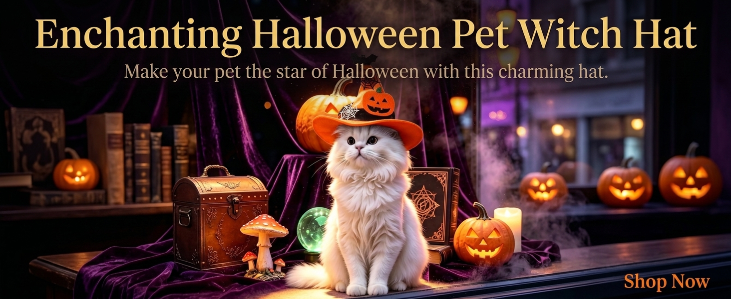 Qpets Adjustable Halloween Witch Hat for Cats and Small Dogs with Soft Cloth and Lace Details