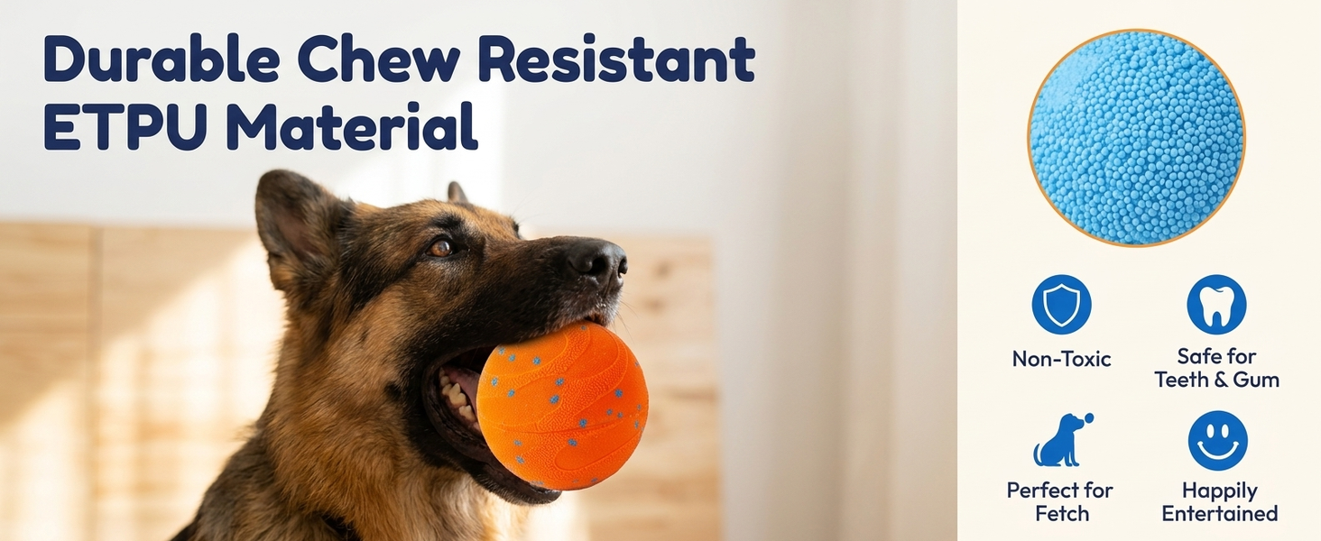 Qpets Interactive Dog Ball with 10mm ETPU Shell, Two Play Modes and IPX7 Waterproof Design