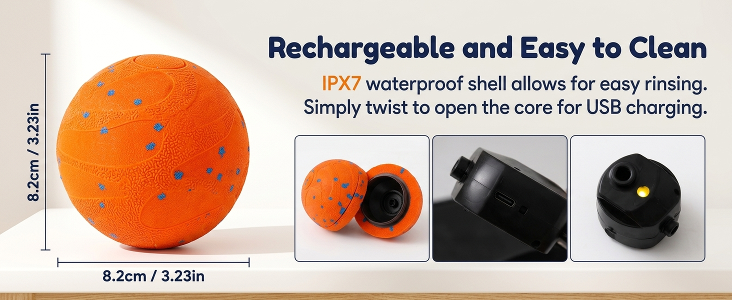 Qpets Interactive Dog Ball with 10mm ETPU Shell, Two Play Modes and IPX7 Waterproof Design