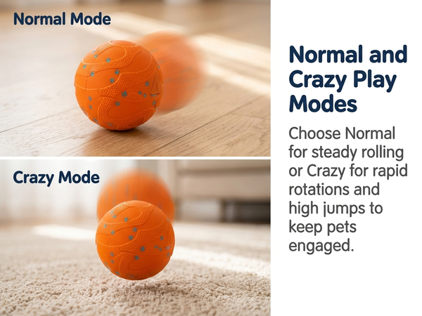 Qpets Interactive Dog Ball with 10mm ETPU Shell, Two Play Modes and IPX7 Waterproof Design