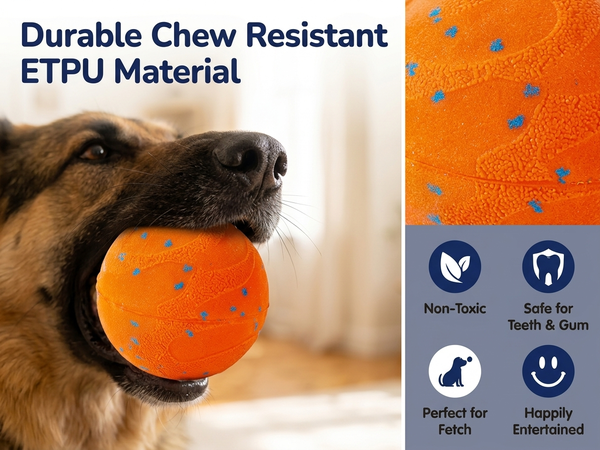 Qpets Interactive Dog Ball with 10mm ETPU Shell, Two Play Modes and IPX7 Waterproof Design
