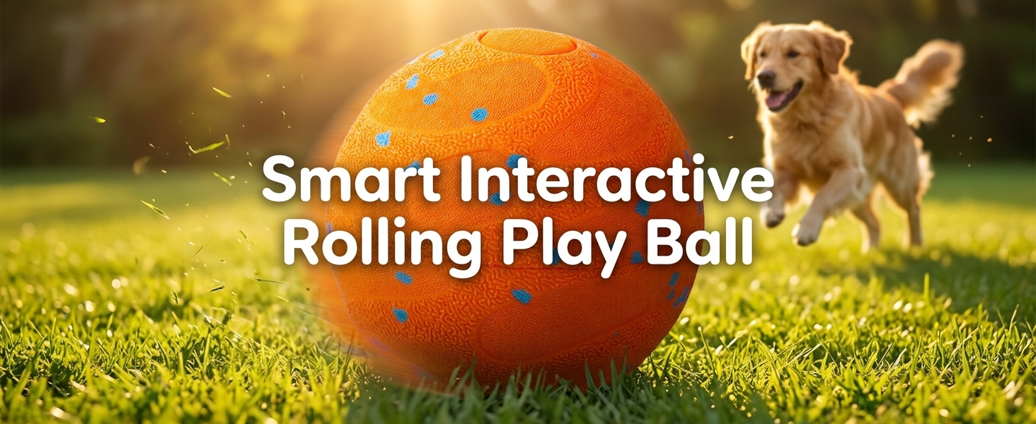 Qpets Interactive Dog Ball with 10mm ETPU Shell, Two Play Modes and IPX7 Waterproof Design