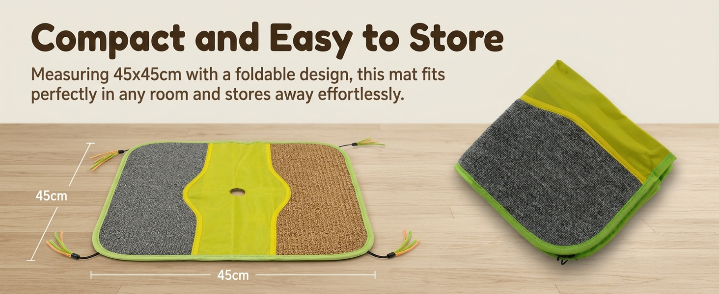 Qpets Sisal Cat Scratching Mat with Four Hanging Strings, Soft Fleece Centre and Anti-Slip Backing