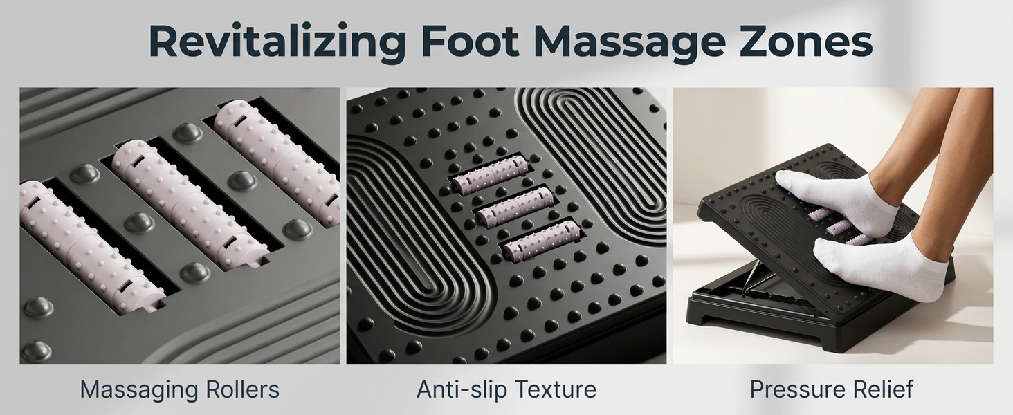 HASTHIP Foot Rest for Under Desk, Ergonomic Adjustable Footrest with 6 Height Levels
