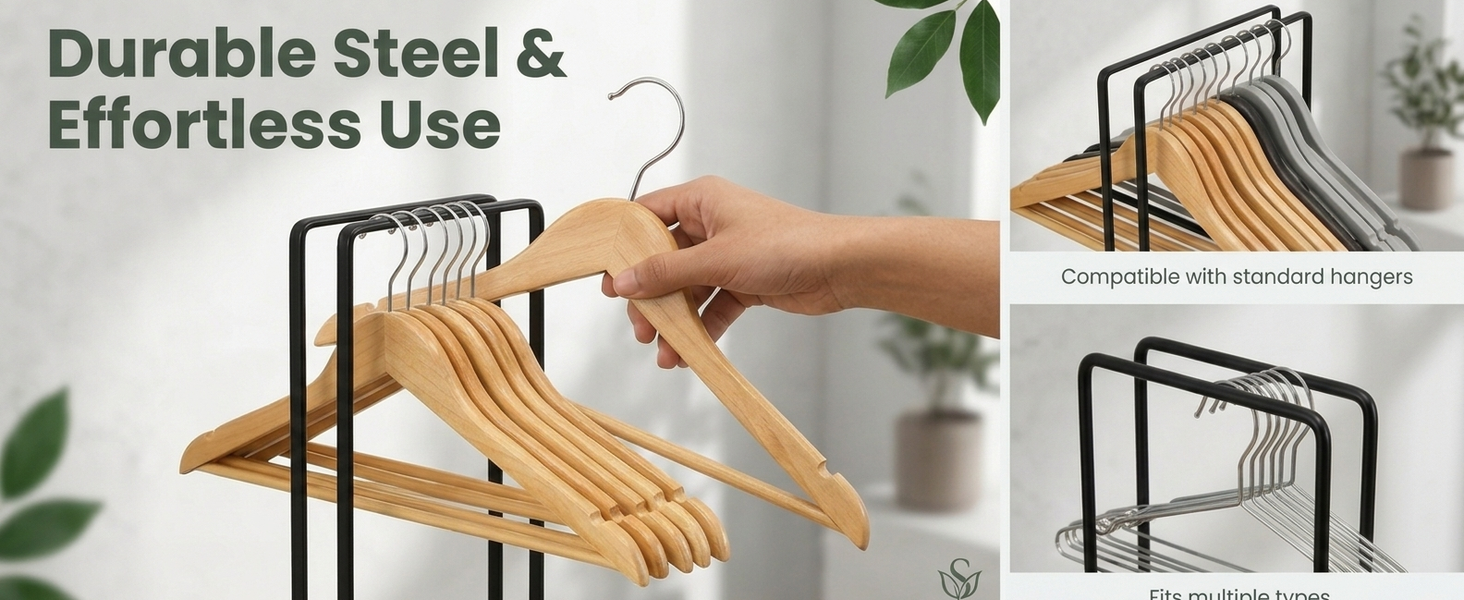 HASTHIP Stackable Hanger Storage Rack in Carbon Steel, Matte Finish, Holds Up to 100 Hangers