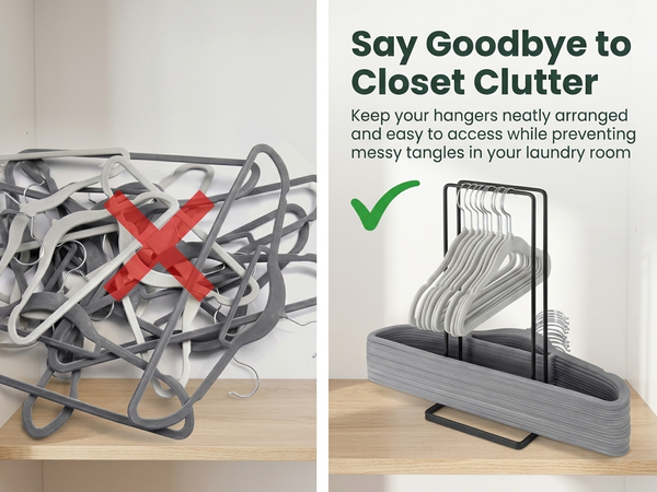HASTHIP Stackable Hanger Storage Rack in Carbon Steel, Matte Finish, Holds Up to 100 Hangers