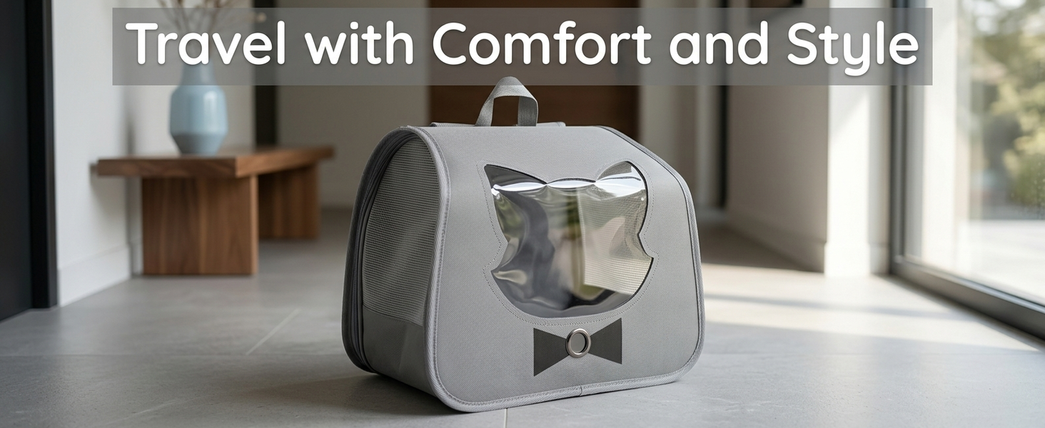 Qpets Pet Backpack Carrier with Large Space Foldable Breathable Transparent Carrier for