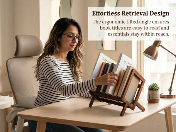 HASTHIP Bamboo Desktop Bookshelf with Open Storage for Books, Magazines and Everyday Desk Items