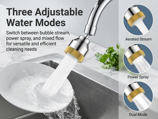 HASTHIP Faucet Sink Aerator Extender with Swivel and 3 Water Modes Adjustable Water Modes