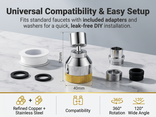 HASTHIP Faucet Sink Aerator Extender with Swivel and 3 Water Modes Adjustable Water Modes